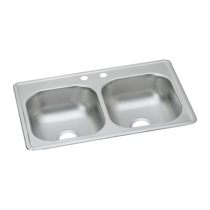 Elkay D233192 Stainless Steel 2-Hole Double-Bowl Drop-In Sink