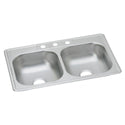 Elkay D233213 Stainless Steel 3-Hole Double-Bowl Drop-In Sink