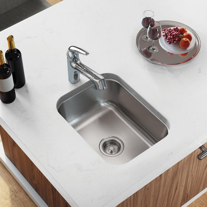 Elkay DCFU1318 16" x 20-1/2" Stainless Steel Single-Bowl Undermount Bar/Prep Sink in Soft Satin