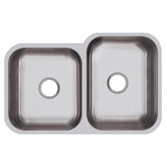 Elkay DCFU312010L 31-3/4" x 20-1/2" Stainless Steel Double-Bowl Undermount Kitchen Sink in Soft Satin