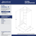 DreamLine DL-6145R-01 30"D x 60"W x 75 5/8"H Right Drain Acrylic Shower Base and QWALL-3 Backwall Kit In White - Bath4All