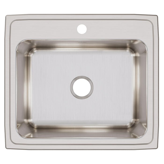 Elkay DLR2522121 25" x 22" Stainless Steel 1-Hole Single-Bowl Drop-In Kitchen Sink in Lustrous Satin