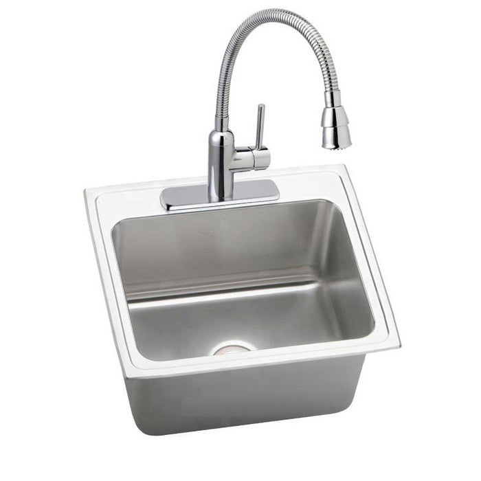 Elkay DLR2522121 25" x 22" Stainless Steel 1-Hole Single-Bowl Drop-In Kitchen Sink in Lustrous Satin