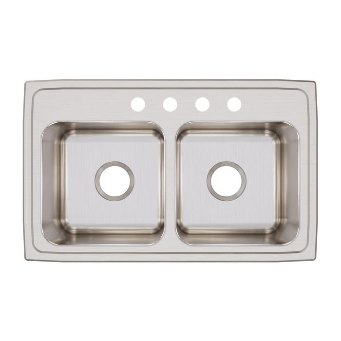 Elkay DLR2918104 29" x 18" Stainless Steel 4-Hole Double-Bowl Drop-In Kitchen Sink in Lustrous Satin