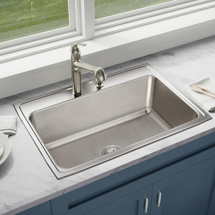 Elkay DLR3122105 31" x 22" Stainless Steel 5-Hole Single-Bowl Drop-In Kitchen Sink in Lustrous Satin