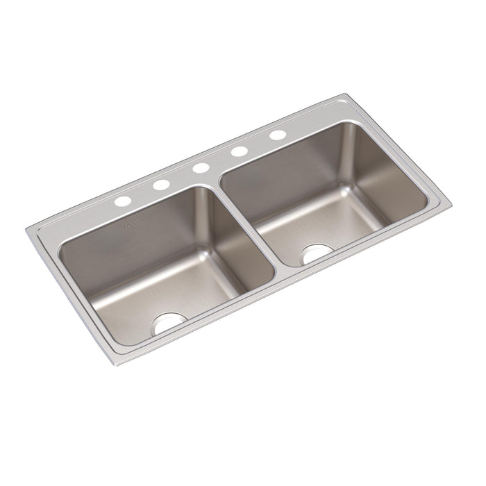 Elkay DLR4322125 Stainless Steel 5-Hole Double-Bowl Drop-In Kitchen Sink