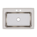 Elkay DLRS3322102 33" x 22" Stainless Steel 2-Hole Single-Bowl Drop-In Kitchen Sink in Lustrous Satin