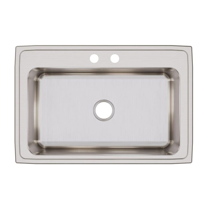 Elkay DLRS3322102 33" x 22" Stainless Steel 2-Hole Single-Bowl Drop-In Kitchen Sink in Lustrous Satin