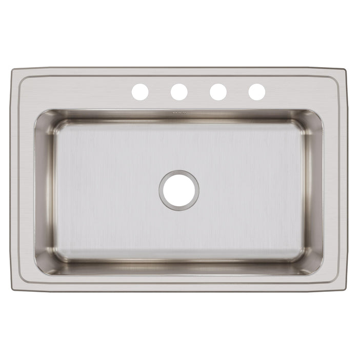 Elkay DLRS3322104 33" x 22" Stainless Steel 4-Hole Single-Bowl Drop-In Kitchen Sink in Lustrous Satin