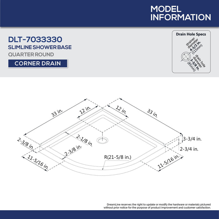 DreamLine DL-6701-22-01FR Prime 33" x 74 3/4" Semi-Frameless Frosted Glass Sliding Shower Enclosure in Chrome with Biscuit Base