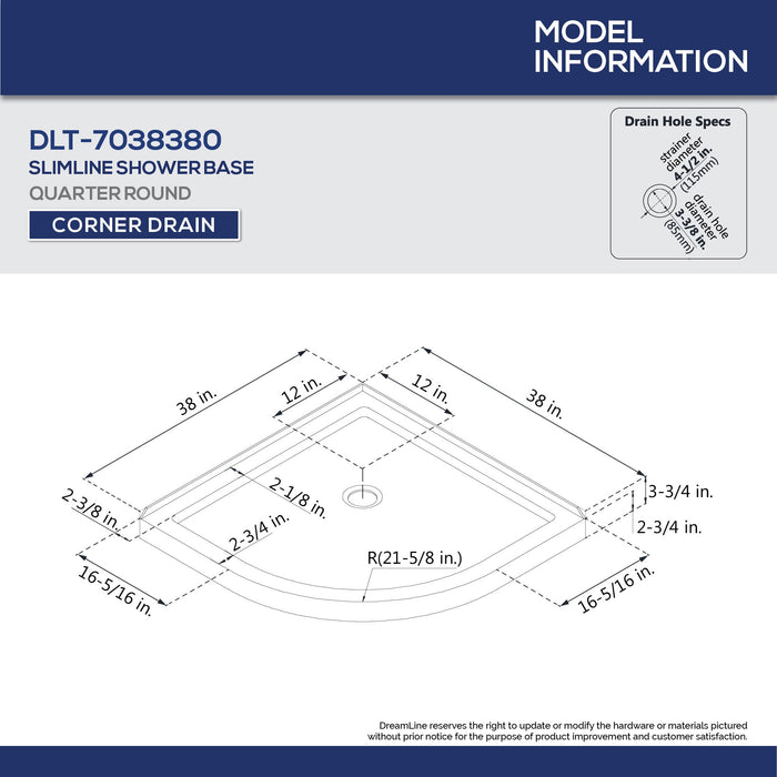 DreamLine DL-6703-01CL Prime 38"x 74 3/4"Semi-Frameless Clear Glass Sliding Shower Enclosure in Chrome with White Base Kit - Bath4All