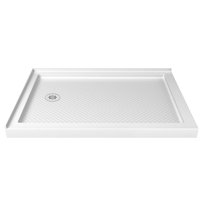 DreamLine DL-6719L-01CL Flex 36"D x 48"W x 74 3/4"H Semi-Frameless Pivot Shower Enclosure in Chrome with Left Drain White Base Kit