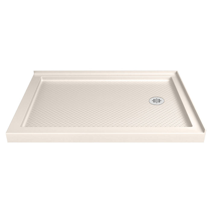 DreamLine DL-6719R-22-01 Flex 36"D x 48"W x 74 3/4"H Semi-Frameless Pivot Shower Enclosure in Chrome and Right Drain Biscuit Base Kit
