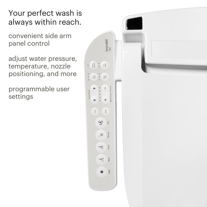 Brondell DR801-EW Swash Select Sidearm Bidet Seat with Warm Dryer and Deodorizer, Elongated White