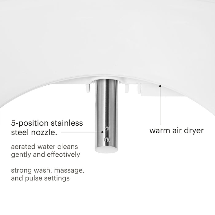 Brondell DR801-RW Swash Select Sidearm Bidet Seat with Warm Dryer and Deodorizer, Round White