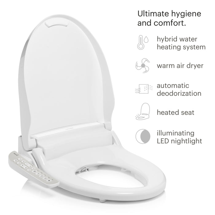 Brondell DR801-EW Swash Select Sidearm Bidet Seat with Warm Dryer and Deodorizer, Elongated White
