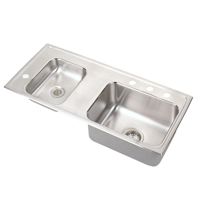 Elkay DRKAD371740L4 37-1/4" x 17" Stainless Steel 4-Hole Double-Bowl Drop-In Sink in Lustrous Satin