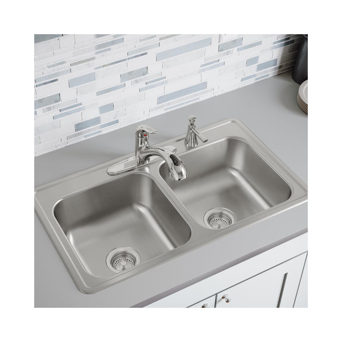Elkay DSE233193 33" x 19" Stainless Steel 3-Hole Double-Bowl Drop-In Sink in Elite Satin