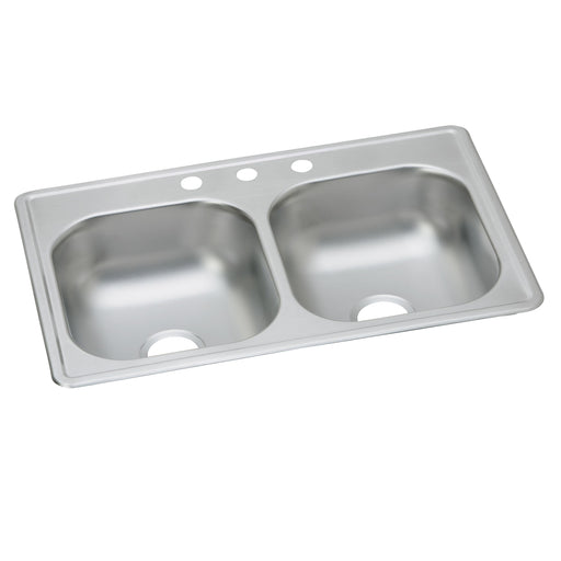Elkay DSE233193 Stainless Steel 3-Hole Double-Bowl Drop-In Sink