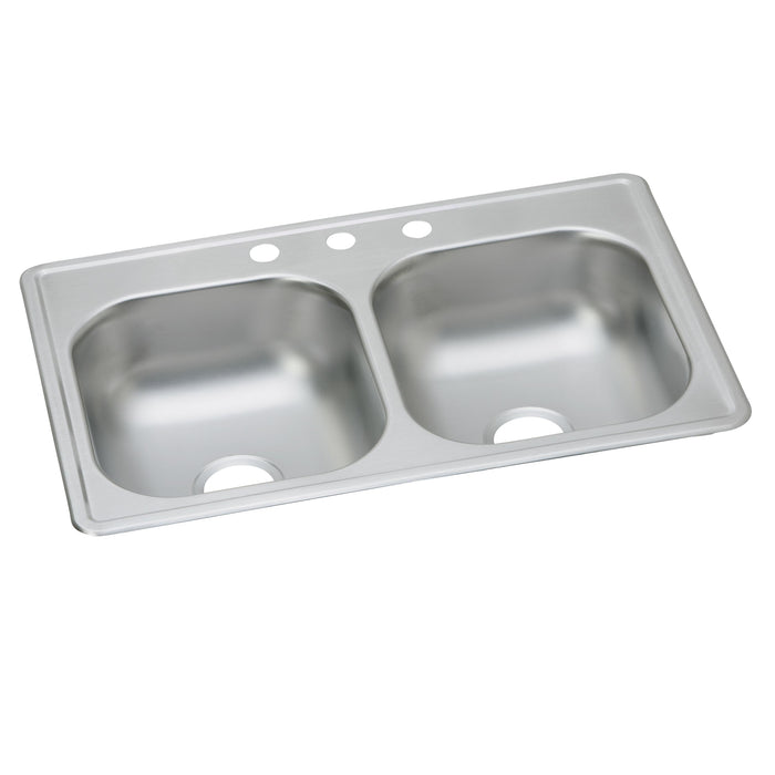Elkay DSE233193 Stainless Steel 3-Hole Double-Bowl Drop-In Sink
