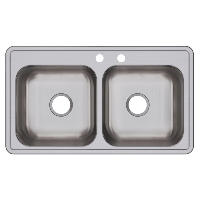 Elkay DSE23319MR2 33" x 19" Stainless Steel Double-Bowl Drop-In Sink in Elite Satin