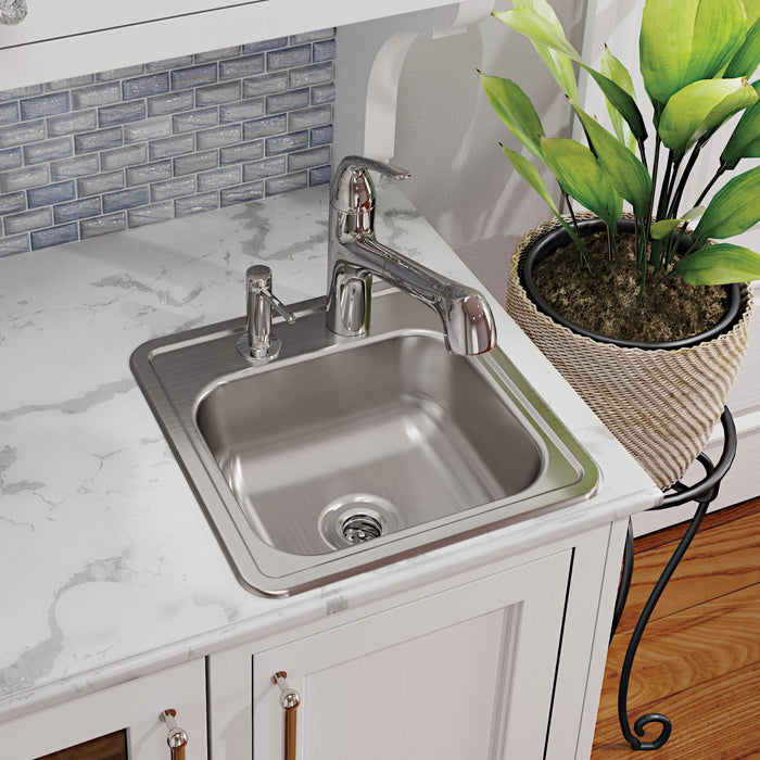 Elkay DW10115152 15" x 15" Stainless Steel 2-Hole Single-Bowl Drop-In Sink in Satin