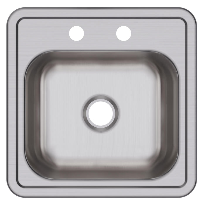 Elkay DW10115152 15" x 15" Stainless Steel 2-Hole Single-Bowl Drop-In Sink in Satin