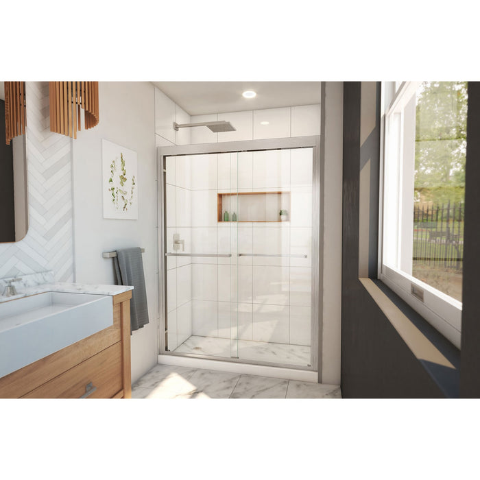 DreamLine SHDR-1854720-04 Duet Plus 50-54" W x 72" H Semi-Frameless Bypass Sliding Shower Door in Brushed Nickel