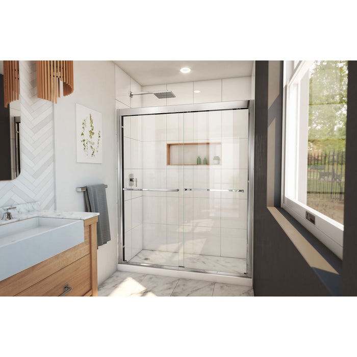 DreamLine SHDR-1860720-01 Duet Plus 56-60" W x 72" H Semi-Frameless Bypass Sliding Shower Door in Chrome