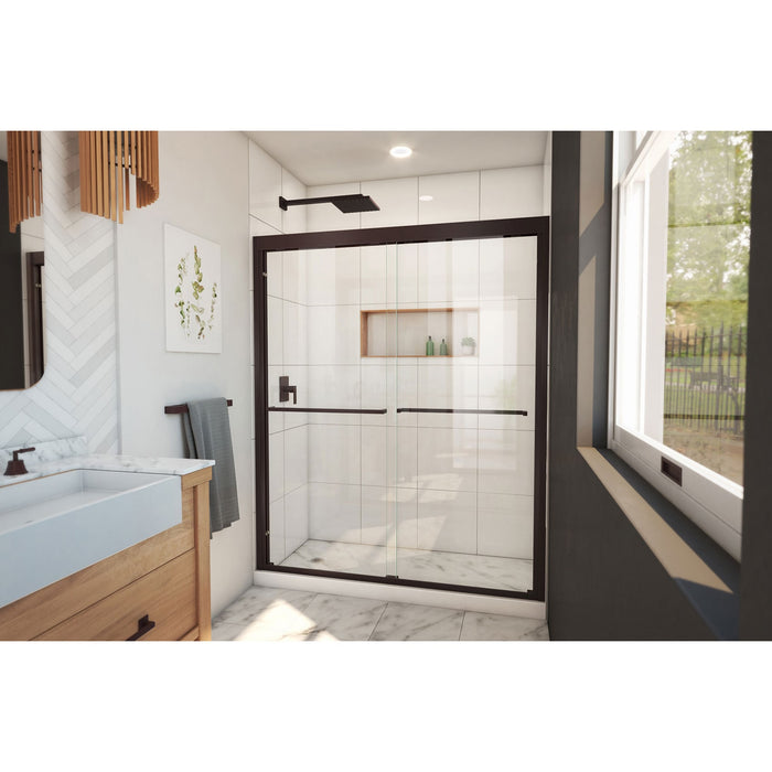 DreamLine SHDR-1860720-06 Duet Plus 56-60" W x 72" H Semi-Frameless Bypass Sliding Shower Door in Oil Rubbed Bronze