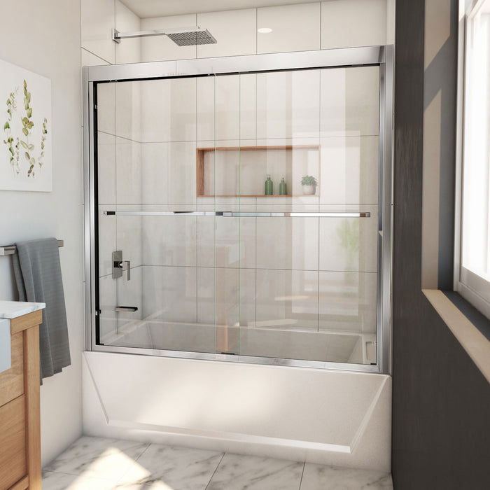 DreamLine SHDR-1860580-01 Duet Plus 55-59" W x 58" H Semi-Frameless Bypass Sliding Tub Door in Chrome