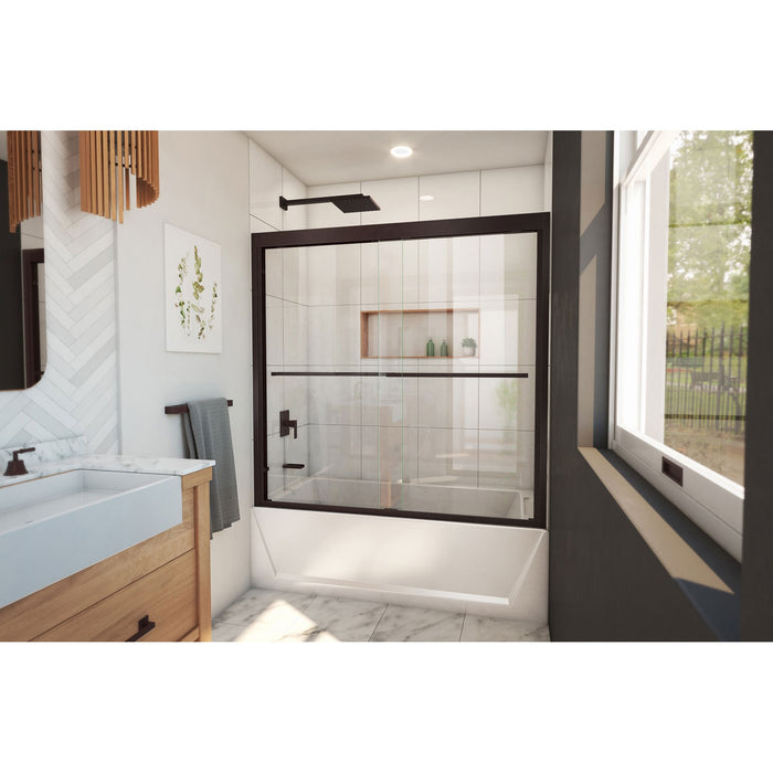 DreamLine SHDR-1860580-06 Duet Plus 55-59" W x 58" H Semi-Frameless Bypass Sliding Tub Door in Oil Rubbed Bronze