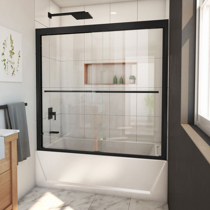 DreamLine SHDR-1860580-09 Duet Plus 55-59" W x 58" H Semi-Frameless Bypass Sliding Tub Door in Satin Black