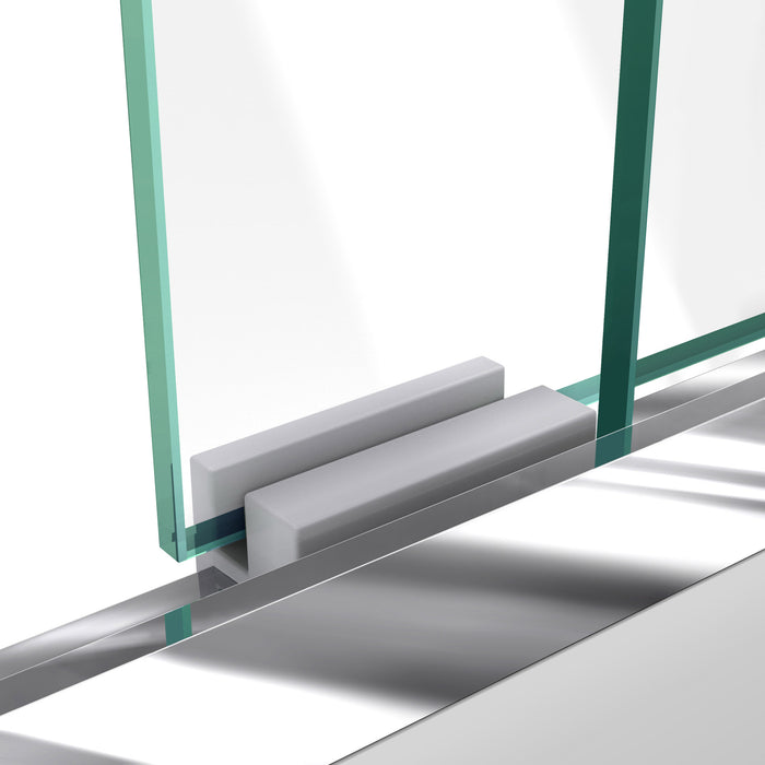 DreamLine DL-6953C-22-01 Duet 36"D x 60"W x 74 3/4"H Semi-Frameless Bypass Shower Door in Chrome and Center Drain Biscuit Base