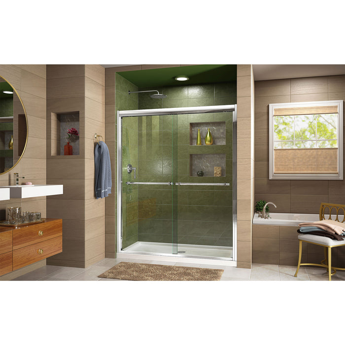 DreamLine SHDR-1260728-01 Duet 56-60"W x 72"H Semi-Frameless Bypass Sliding Shower Door in Chrome