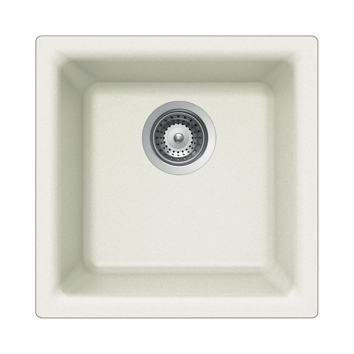 Houzer E-100 CLOUD Quartztone 16" Cloud Granite Composite Topmount or Undermount Single Bowl Bar Sink