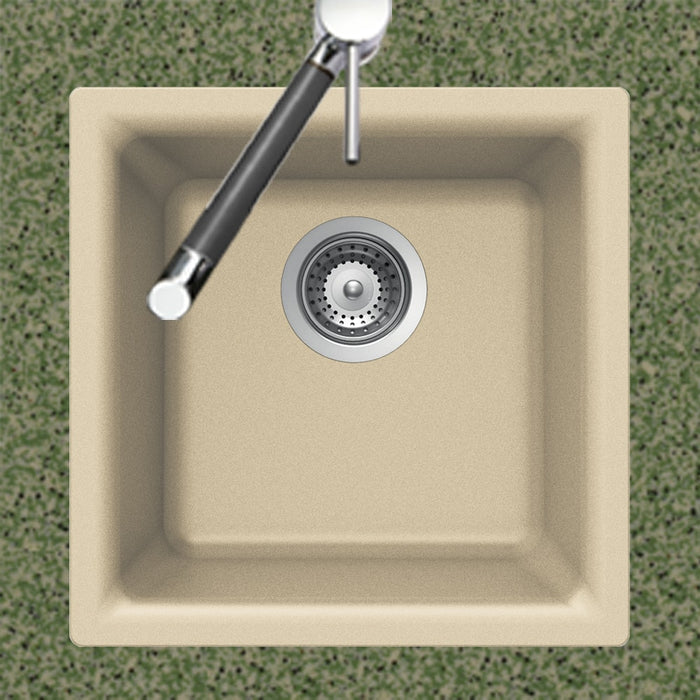 Houzer E-100 SAND Quartztone 16" Sand Granite Composite Topmount or Undermount Single Bowl Bar Sink
