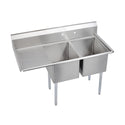 Elkay E2C16X20-L-18X Stainless Steel 2-Hole Double-Bowl Scullery Commercial Sink