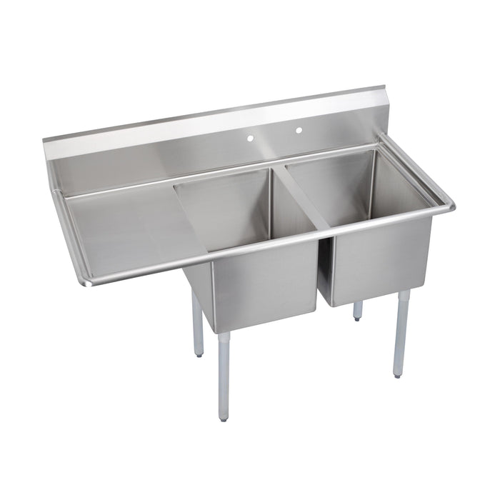 Elkay E2C16X20-L-18X Stainless Steel 2-Hole Double-Bowl Scullery Commercial Sink