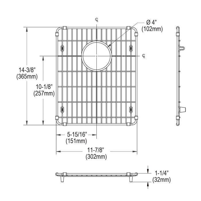 Elkay EBG1214 Stainless Steel 11-7/8" x 14-3/8" x 1-1/4" Bottom Grid in Polished Stainless Steel
