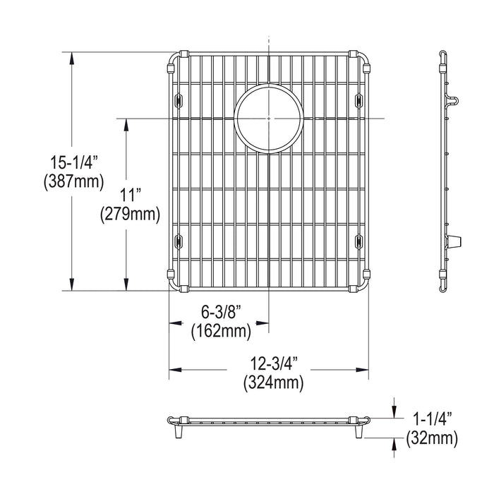 Elkay EBG1315 Stainless Steel 12-3/4" x 15-1/4" x 1-1/4" Bottom Grid in Polished Stainless Steel