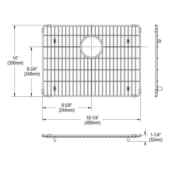 Elkay EBG1914 Stainless Steel 19-1/4" x 14" x-1/4" Bottom Grid in Polished Stainless Steel