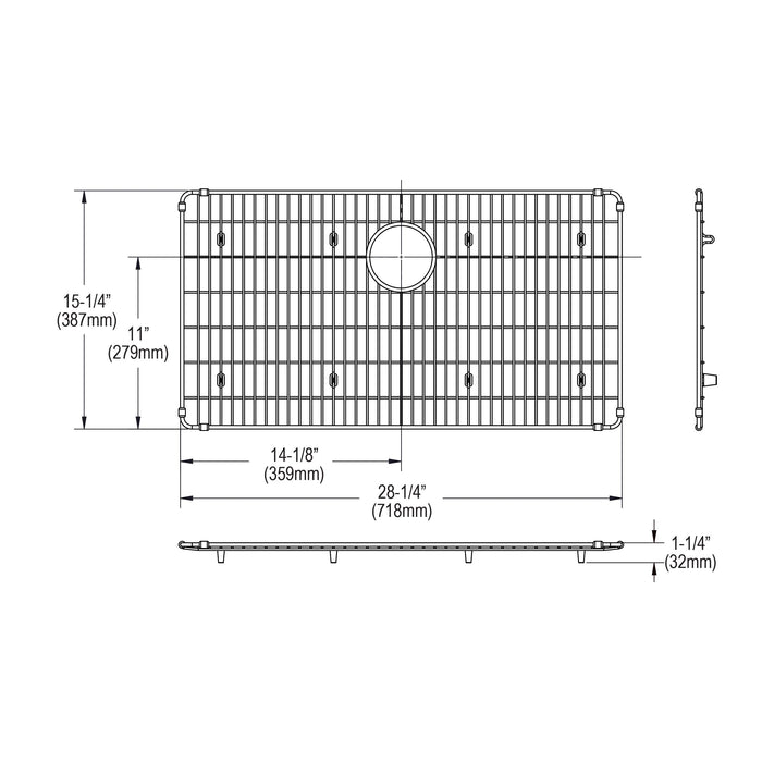 Elkay EBG2815 Stainless Steel 28-1/4" x 15-1/4" x 1-1/4" Bottom Grid in Polished Stainless Steel
