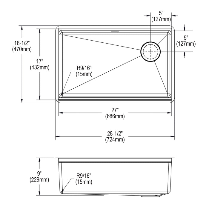 Elkay ECTRU27169RW 28-1/2" x 18-1/2" Stainless Steel Single-Bowl Undermount Kitchen Sink Kit in Polished Satin