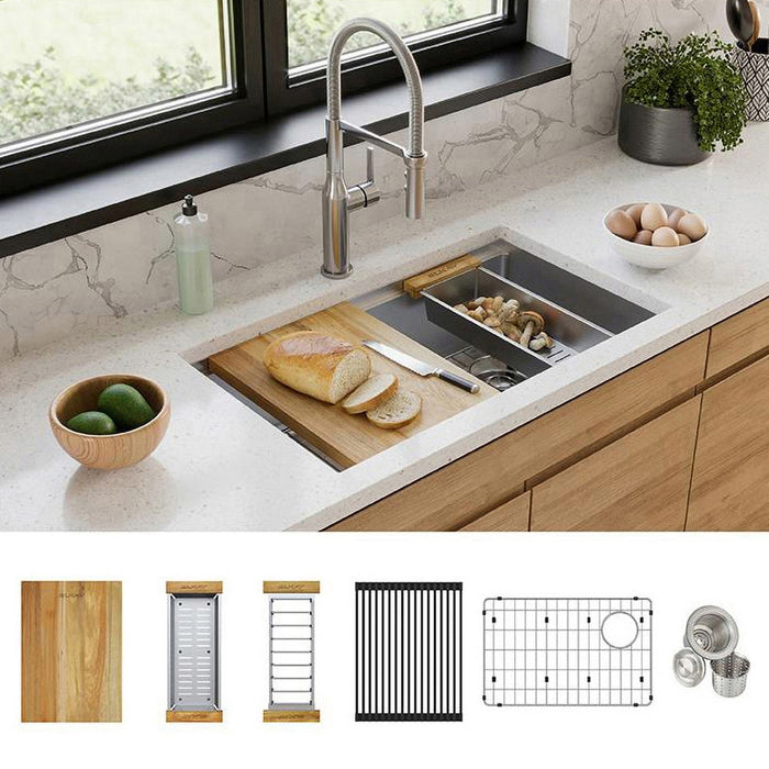 Elkay ECTRU30169RTWC 31-1/2" x 18-1/2" Stainless Steel Single-Bowl Undermount Kitchen Sink Kit in Polished Satin
