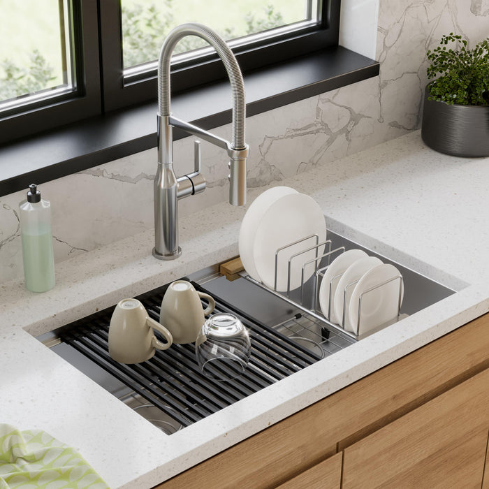 Elkay ECTRUAQ31169TWC 31-1/2" x 18-1/2" Stainless Steel Double-Bowl Undermount Kitchen Sink Kit in Polished Satin