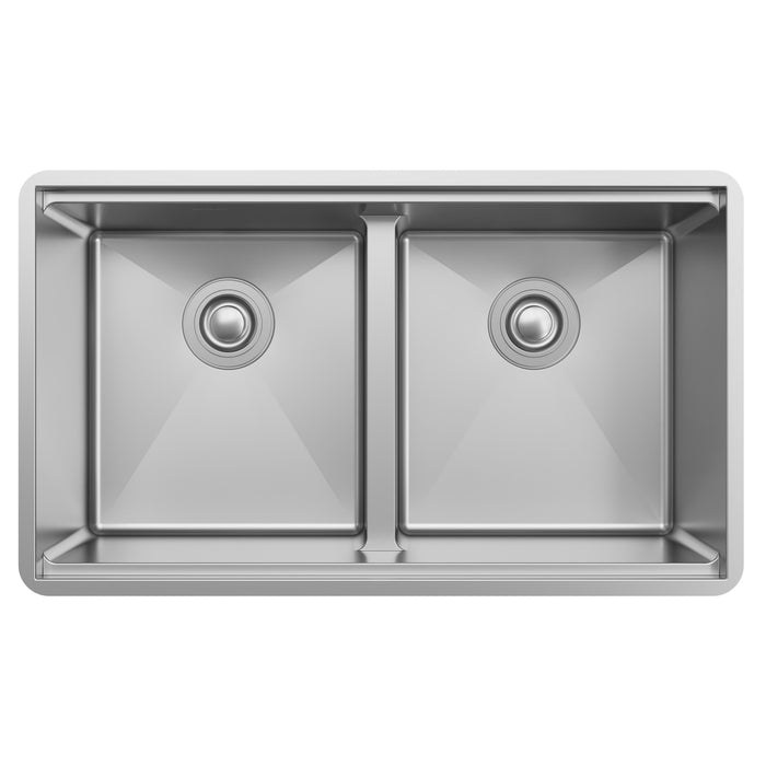 Elkay ECTRUAQ31169TWC 31-1/2" x 18-1/2" Stainless Steel Double-Bowl Undermount Kitchen Sink Kit in Polished Satin