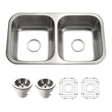 Houzer ED-3108-C Elite 31" Stainless Steel Undermount 50/50 Double Bowl Kitchen Sink