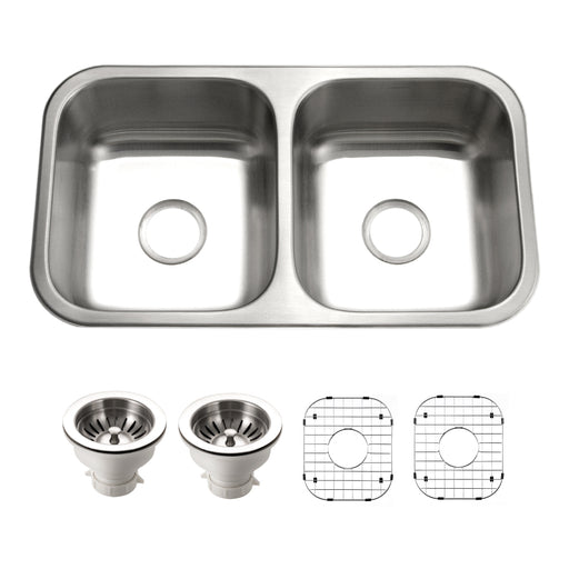 Houzer ED-3108-C Elite 31" Stainless Steel Undermount 50/50 Double Bowl Kitchen Sink