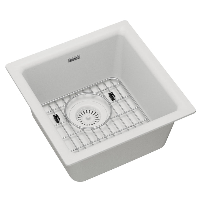 Elkay ELG1616WH0C Quartz Single-Bowl Dual-Mount Bar/Prep Sink Kit